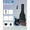 imageLeo Jaymz 39quot Full Size ST Style Electric Guitar Starter Kit with SSH Pickup 5W Portable Amp Tuner Gig Bag Strap ampamp Accessories Red FlameBlue Black 5W