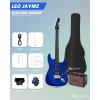 imageLeo Jaymz 39quot Full Size ST Style Electric Guitar Starter Kit with SSH Pickup 5W Portable Amp Tuner Gig Bag Strap ampamp Accessories Red FlameBlue Ocean 5W