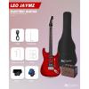 imageLeo Jaymz 39quot Full Size ST Style Electric Guitar Starter Kit with SSH Pickup 5W Portable Amp Tuner Gig Bag Strap ampamp Accessories Red FlameRed Ocean 5W