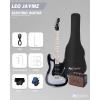 imageLeo Jaymz 39quot Full Size ST Style Electric Guitar Starter Kit with SSH Pickup 5W Portable Amp Tuner Gig Bag Strap ampamp Accessories Red FlameSilver Black 5W