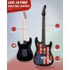 imageLeo Jaymz 39quot Full Size ST Style Electric Guitar Starter Kit with SSH Pickup 5W Portable Amp Tuner Gig Bag Strap ampamp Accessories Red FlameUS Flag 5W