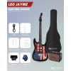 imageLeo Jaymz 39quot Full Size ST Style Electric Guitar Starter Kit with SSH Pickup 5W Portable Amp Tuner Gig Bag Strap ampamp Accessories Red FlameUS Flag 5W