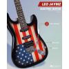 imageLeo Jaymz 39quot Full Size ST Style Electric Guitar Starter Kit with SSH Pickup 5W Portable Amp Tuner Gig Bag Strap ampamp Accessories Red FlameUS Flag 5W