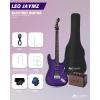 imageLeo Jaymz 39quot Full Size ST Style Electric Guitar Starter Kit with SSH Pickup 5W Portable Amp Tuner Gig Bag Strap ampamp Accessories Red FlameViolet Flame 5W
