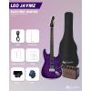 imageLeo Jaymz 39quot Full Size ST Style Electric Guitar Starter Kit with SSH Pickup 5W Portable Amp Tuner Gig Bag Strap ampamp Accessories Red FlameViolet Ocean 5W