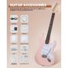 imageLeo Jaymz DIY ST Style Electric Guitar KitsSpraypainted Mahogany BodyLaurel Wood Fingerboard and Maple Neck including all Components ST BlackSTLight Pink