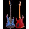 imageLeo Jaymz Electric Guitar Monsoon Deluxe Series Reverse Headstock Mahogany Body Roasted Maple Neck Rosewood Fretboard CaseAbstract DeluxeBlue