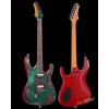 imageLeo Jaymz Electric Guitar Monsoon Deluxe Series Reverse Headstock Mahogany Body Roasted Maple Neck Rosewood Fretboard CaseAbstract DeluxeGreen