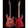 imageLeo Jaymz Electric Guitar Monsoon Deluxe Series Reverse Headstock Mahogany Body Roasted Maple Neck Rosewood Fretboard CaseAbstract DeluxeRed