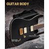imageLeo Jaymz Electric Guitar Monsoon SeriesReverse HeadstockMahogany BodyRoasted Maple NeckRosewood FretboardLocking TunersRounded End FretsAlnicoV PickupsFixed Bridge Blue BurlMatte Black