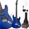 imageLeo Jaymz 39quot Full Size ST Style Electric Guitar Starter Kit with SSH Pickup 5W Portable Amp Tuner Gig Bag Strap ampamp Accessories Red FlameBlue Ocean 5W