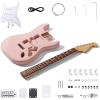 imageLeo Jaymz DIY ST Style Electric Guitar KitsSpraypainted Mahogany BodyLaurel Wood Fingerboard and Maple Neck including all Components ST BlackSTLight Pink