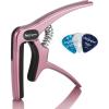 imageLeo Jaymz Heavy Duty Guitar Capo for AcousticElectric Guitars Guitar Clip made of Zinc Alloy Metal Guitar Clamp for Bass Classical Guitar Ukulele MandolinBanjo Blackish GreenLceberry Pink