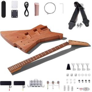imageLeo Jaymz DIY Electric Bass Guitar Kits Roasted Ash BodyRoasted Maple Neck and Laurel Wood Fingerboard  Fully Components Included IB 4StringsAX