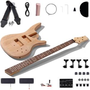 imageLeo Jaymz DIY Electric Bass Guitar Kits Roasted Ash BodyRoasted Maple Neck and Laurel Wood Fingerboard  Fully Components Included IB 4StringsIB 4S