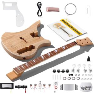 imageLeo Jaymz DIY Electric Bass Guitar Kits Roasted Ash BodyRoasted Maple Neck and Laurel Wood Fingerboard  Fully Components Included IB 4StringsRB
