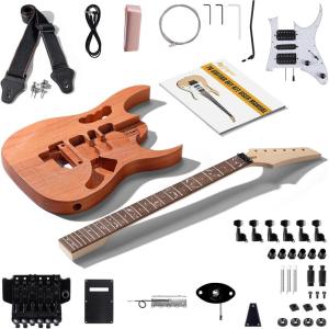 imageLeo Jaymz DIY Electric Guitar Kits with Mahogany Body and Maple Neck  Ebony Fingerboard and All Components Included PS7V