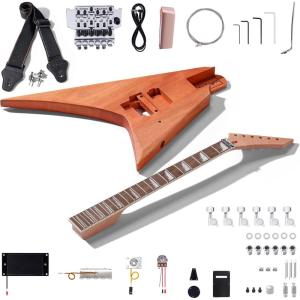 imageLeo Jaymz DIY Electric Guitar Kits with Mahogany Body and Maple Neck  Ebony Fingerboard and All Components Included PSAL