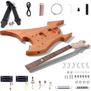imageLeo Jaymz DIY Electric Guitar Kits with Mahogany Body and Maple Neck  Ebony Fingerboard and All Components Included PSBC