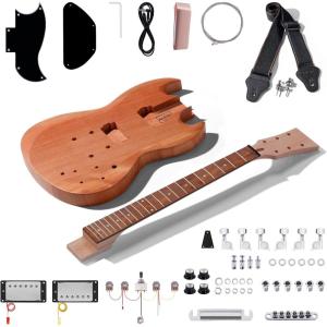 imageLeo Jaymz DIY Electric Guitar Kits with Mahogany Body and Maple Neck  Ebony Fingerboard and All Components Included PSDC