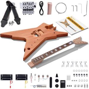 imageLeo Jaymz DIY Electric Guitar Kits with Mahogany Body and Maple Neck  Ebony Fingerboard and All Components Included PSMLX