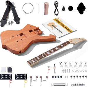 imageLeo Jaymz DIY Electric Guitar Kits with Mahogany Body and Maple Neck  Ebony Fingerboard and All Components Included PSPS
