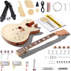 imageLeo Jaymz DIY Electric Guitar Kits with Mahogany Body and Maple Neck  Ebony Fingerboard and All Components Included PSSC