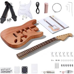 imageLeo Jaymz DIY Electric Guitar Kits with Mahogany Body and Maple Neck  Ebony Fingerboard and All Components Included PSST LJ Headstock
