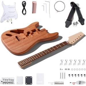 imageLeo Jaymz DIY Electric Guitar Kits with Mahogany Body and Maple Neck  Ebony Fingerboard and All Components Included PSST Lefthand