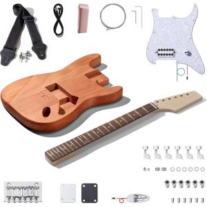 imageLeo Jaymz DIY Electric Guitar Kits with Mahogany Body and Maple Neck  Ebony Fingerboard and All Components Included PSST TD