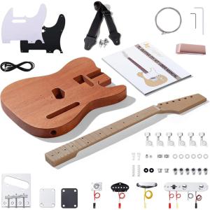 imageLeo Jaymz DIY Electric Guitar Kits with Mahogany Body and Maple Neck  Ebony Fingerboard and All Components Included PSTL