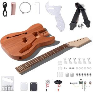 imageLeo Jaymz DIY Electric Guitar Kits with Mahogany Body and Maple Neck  Ebony Fingerboard and All Components Included PSTL Hollow