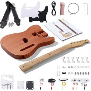imageLeo Jaymz DIY Electric Guitar Kits with Mahogany Body and Maple Neck  Ebony Fingerboard and All Components Included PSTL LJ Headstock