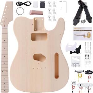 imageLeo Jaymz DIY Electric Guitar Kits with Mahogany Body and Maple Neck  Ebony Fingerboard and All Components Included PSTL Poplar
