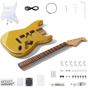 imageLeo Jaymz DIY ST Style Electric Guitar KitsSpraypainted Mahogany BodyLaurel Wood Fingerboard and Maple Neck including all Components STLight PinkST Gold