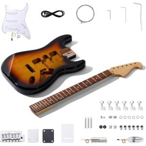 imageLeo Jaymz DIY ST Style Electric Guitar KitsSpraypainted Mahogany BodyLaurel Wood Fingerboard and Maple Neck including all Components STLight PinkST Sunburst