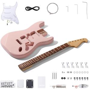 imageLeo Jaymz DIY ST Style Electric Guitar KitsSpraypainted Mahogany BodyLaurel Wood Fingerboard and Maple Neck including all Components STLight PinkSTLight Pink