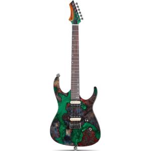 imageLeo Jaymz Electric Guitar Monsoon Deluxe Series Reverse Headstock Mahogany Body Roasted Maple Neck Rosewood Fretboard CaseAbstract DeluxeGreen