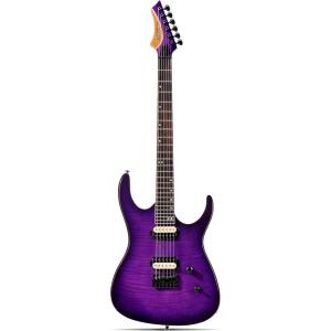 imageLeo Jaymz Electric Guitar Monsoon SeriesReverse HeadstockMahogany BodyRoasted Maple NeckRosewood FretboardLocking TunersRounded End FretsAlnicoV PickupsFixed Bridge Blue BurlViolet Flame