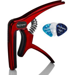 imageLeo Jaymz Heavy Duty Guitar Capo for AcousticElectric Guitars Guitar Clip made of Zinc Alloy Metal Guitar Clamp for Bass Classical Guitar Ukulele MandolinBanjo Blackish GreenShadow Red