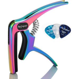 imageLeo Jaymz Heavy Duty Guitar Capo for AcousticElectric Guitars Guitar Clip made of Zinc Alloy Metal Guitar Clamp for Bass Classical Guitar Ukulele MandolinBanjo Blackish GreenDazzling Purple
