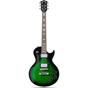 imageLeo Jaymz SC Series Electric Guitar  Mahogany Body Laurel Fingerboard Dual Humbuckers Stainless Steel Frets TuneOMatic Bridge C Neck 181 Tuners SkullBlack Green