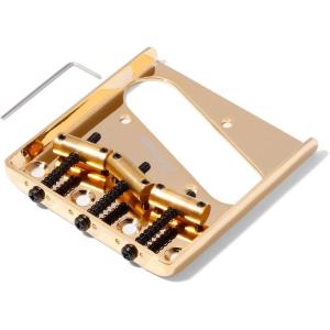 imageWilkinson WOT01 218 inch54mm Vintage Telecaster Guitar Bridge Brass 3Saddles Fixed Bridge for TL Style Electric Guitar WOT01 BlackWOT01 Gold