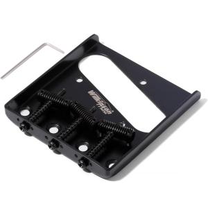 imageWilkinson WOT01 218 inch54mm Vintage Telecaster Guitar Bridge Brass 3Saddles Fixed Bridge for TL Style Electric Guitar WOT01 BlackWOT01T Black