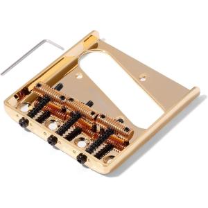 imageWilkinson WOT01 218 inch54mm Vintage Telecaster Guitar Bridge Brass 3Saddles Fixed Bridge for TL Style Electric Guitar WOT01 BlackWOT01T Gold