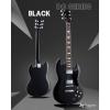 imageLeo Jaymz 39 Inch Solid Body Electric Guitar  Poplar Wood BodyMaple Neck and Laurel Wood Fretboard BlackBlack