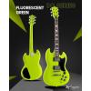 imageLeo Jaymz 39 Inch Solid Body Electric Guitar  Poplar Wood BodyMaple Neck and Laurel Wood Fretboard BlackFluorescent Green