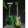imageLeo Jaymz 39 Inch Solid Body Electric Guitar  Poplar Wood BodyMaple Neck and Laurel Wood Fretboard BlackGreen Flame