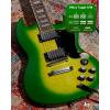 imageLeo Jaymz 39 Inch Solid Body Electric Guitar  Poplar Wood BodyMaple Neck and Laurel Wood Fretboard BlackGreen Flame