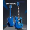 imageLeo Jaymz 39 Inch Solid Body Electric Guitar  Poplar Wood BodyMaple Neck and Laurel Wood Fretboard BlackNavy Blue